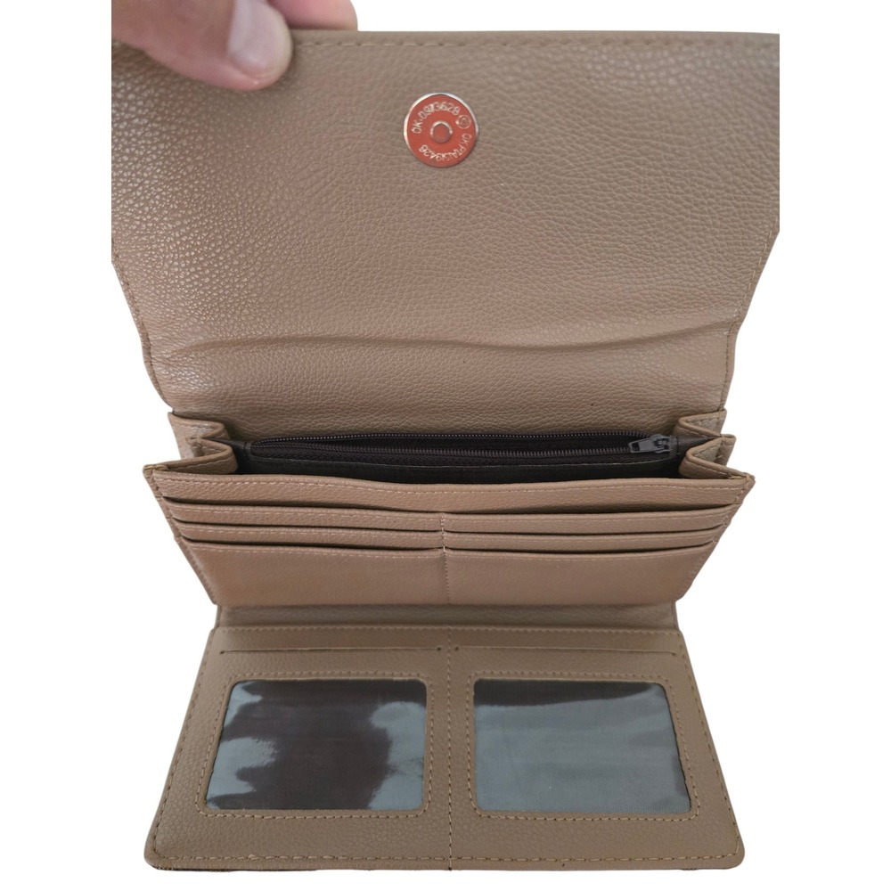 Michael Kors Fulton Flap Continental Wallet Brown Monogram MK Logo Gold Hardware - Picture 5 of 5